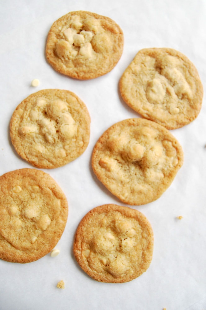 A picture of white chocolate and macadamia nut cookies