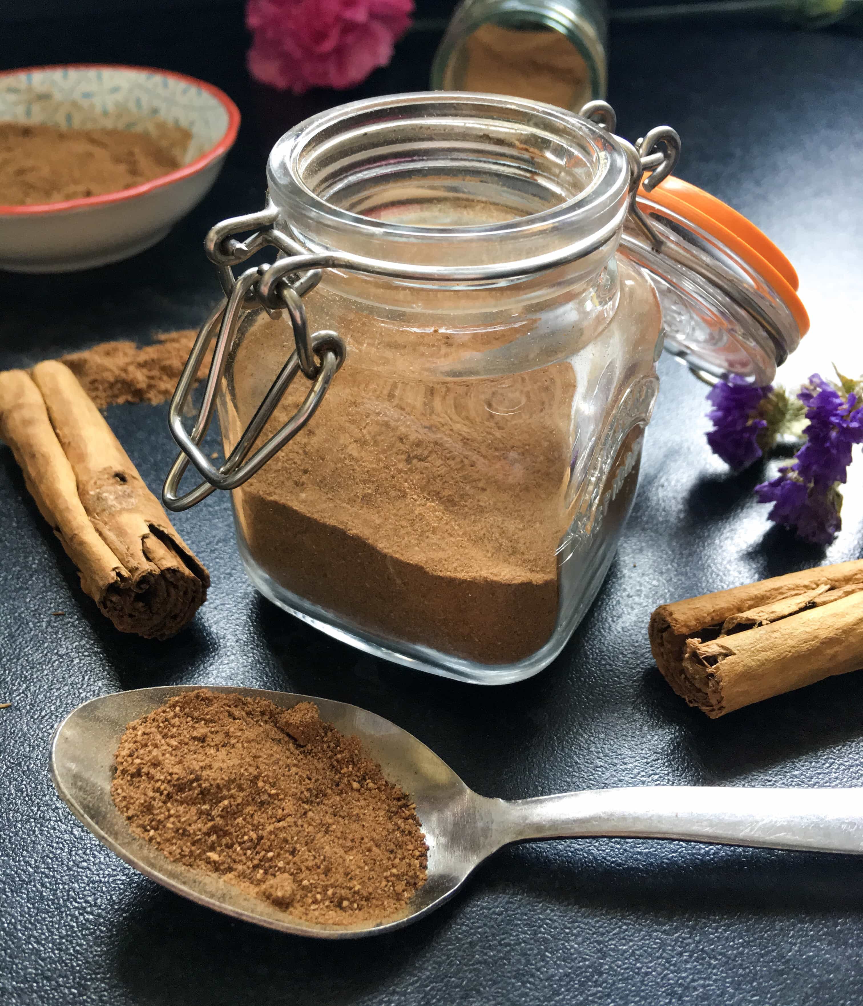 A small spice jar filled with homemade Pumpkin Pie Spice