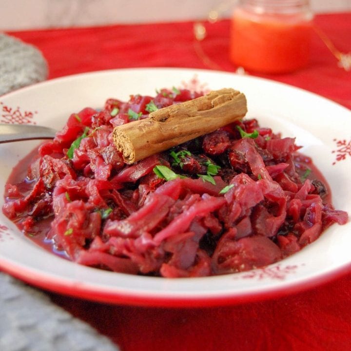 A bowl of Christmas spiced red cabbage