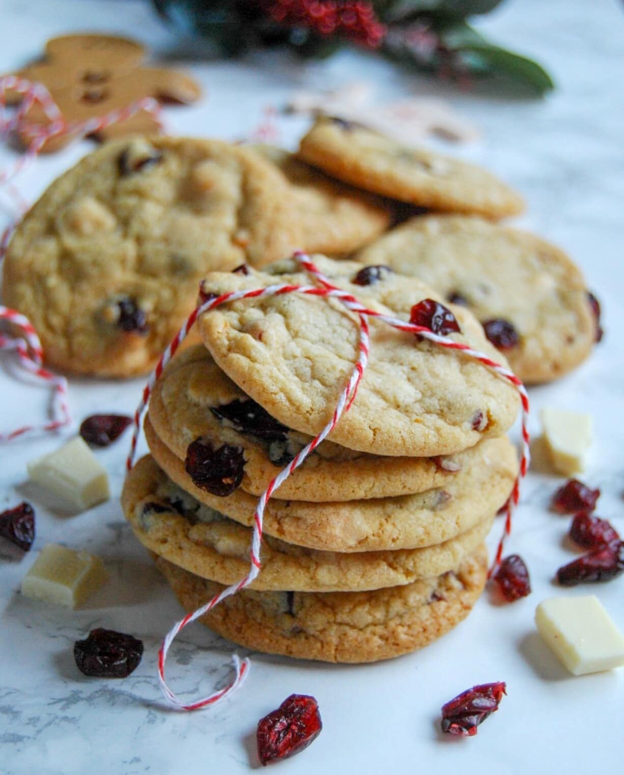 White chocolate and cranberry cookies