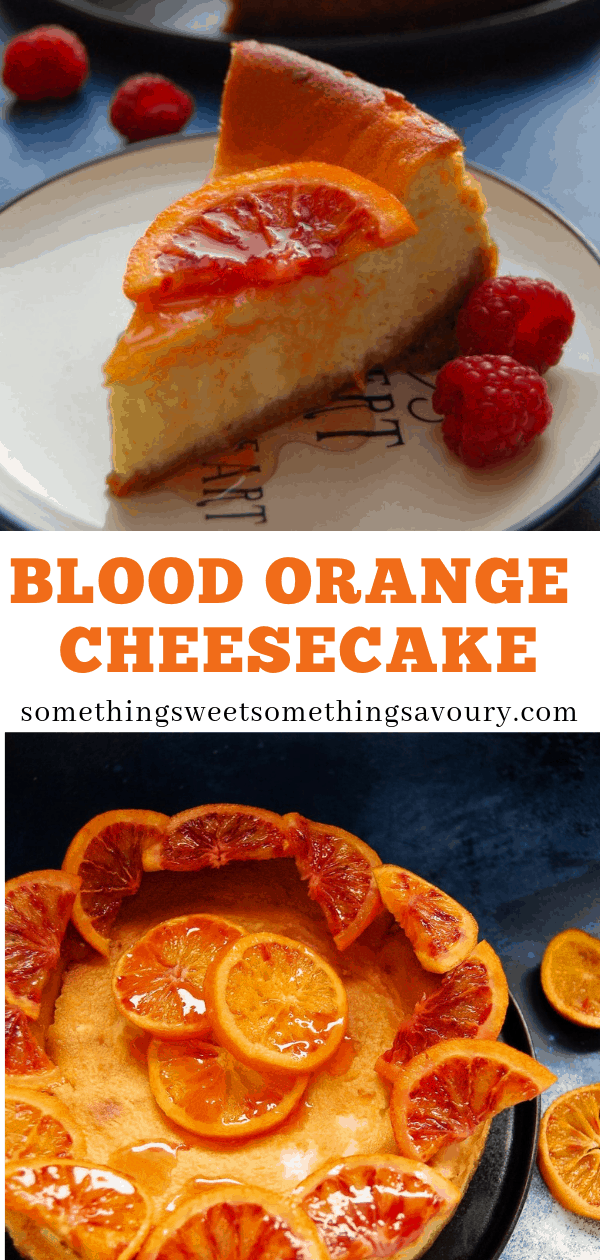 Blood orange cheesecake with raspberries