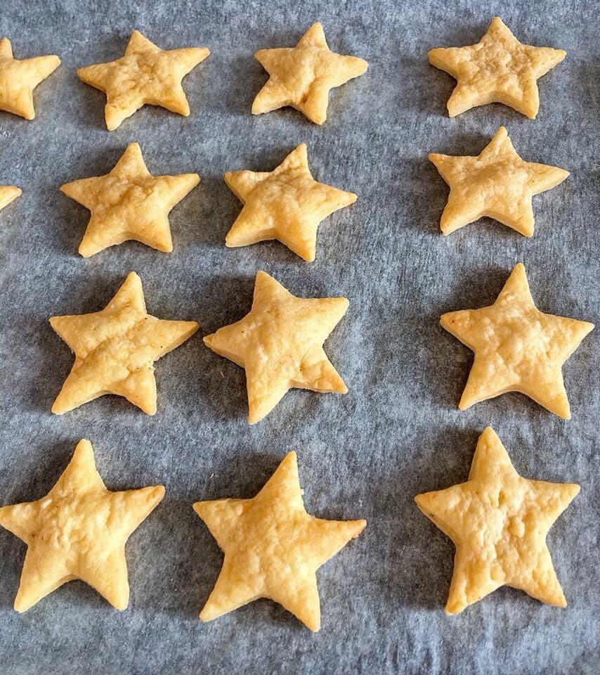 A tray of cheese star biscuits