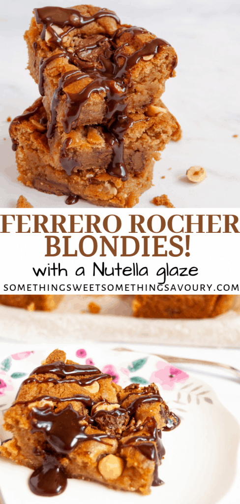 A pinterest pin of Ferrero Rocher Blondies