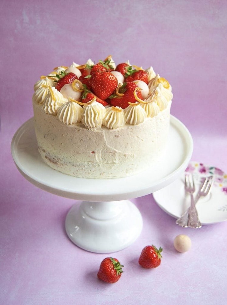 Strawberry Elderflower Layer Cake (vegan & gluten-free) - Nirvana Cakery