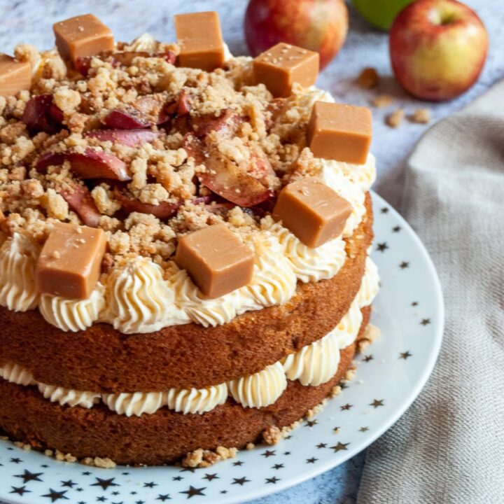 Apple Crumble Cake with Caramel and Apple Icing Recipe