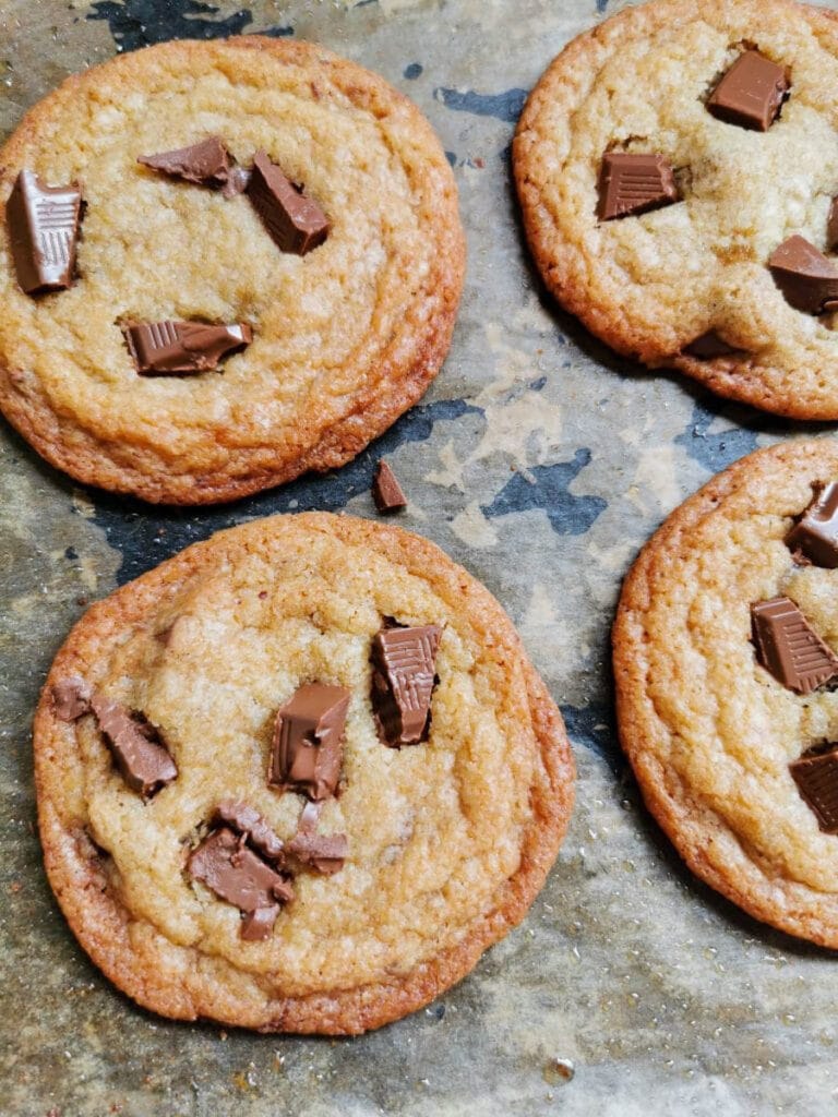 chocolate chip cookies on a baking tray