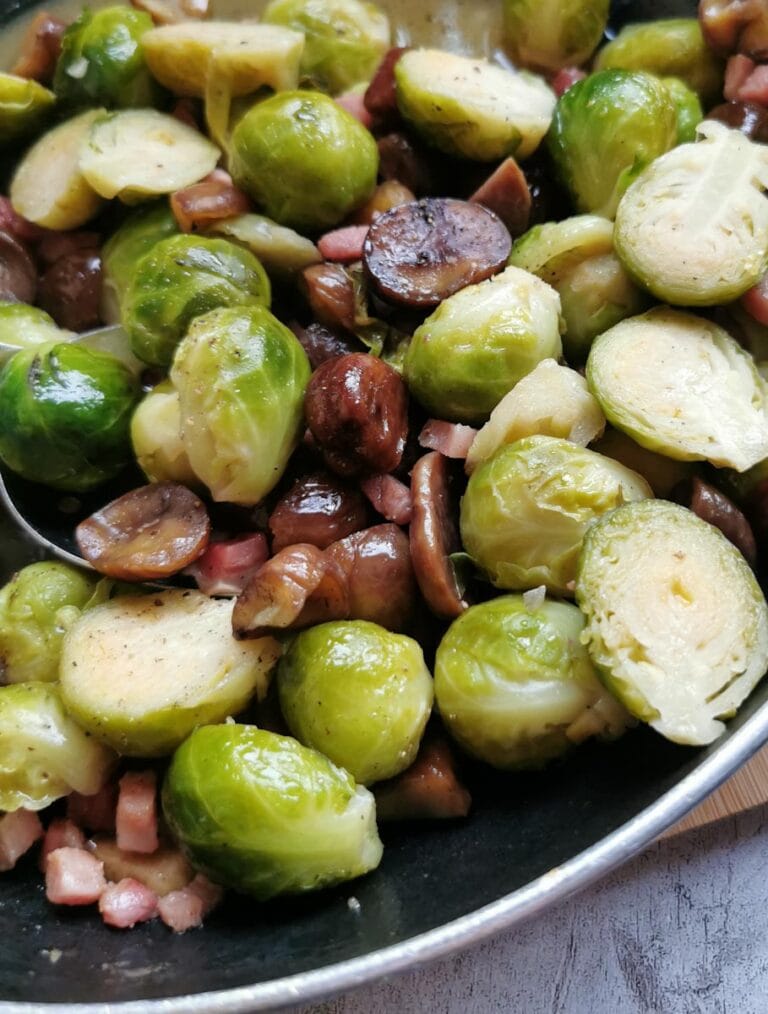Brussels sprouts with pancetta and chestnuts Something Sweet