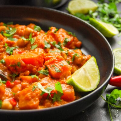 Pumpkin and Sweet Potato curry with chickpeas