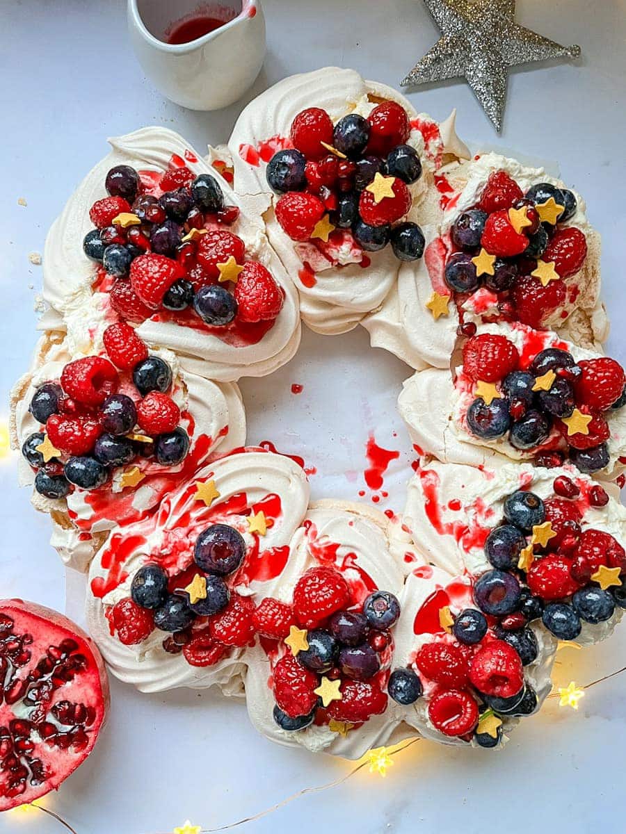 Christmas Wreath Pavlova - Something Sweet Something Savoury