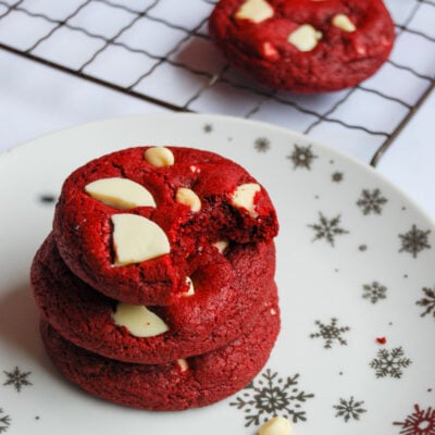 Red Velvet and white chocolate cookies