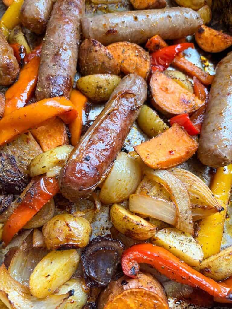 Spicy Sausage and pepper traybake - Something Sweet Something Savoury